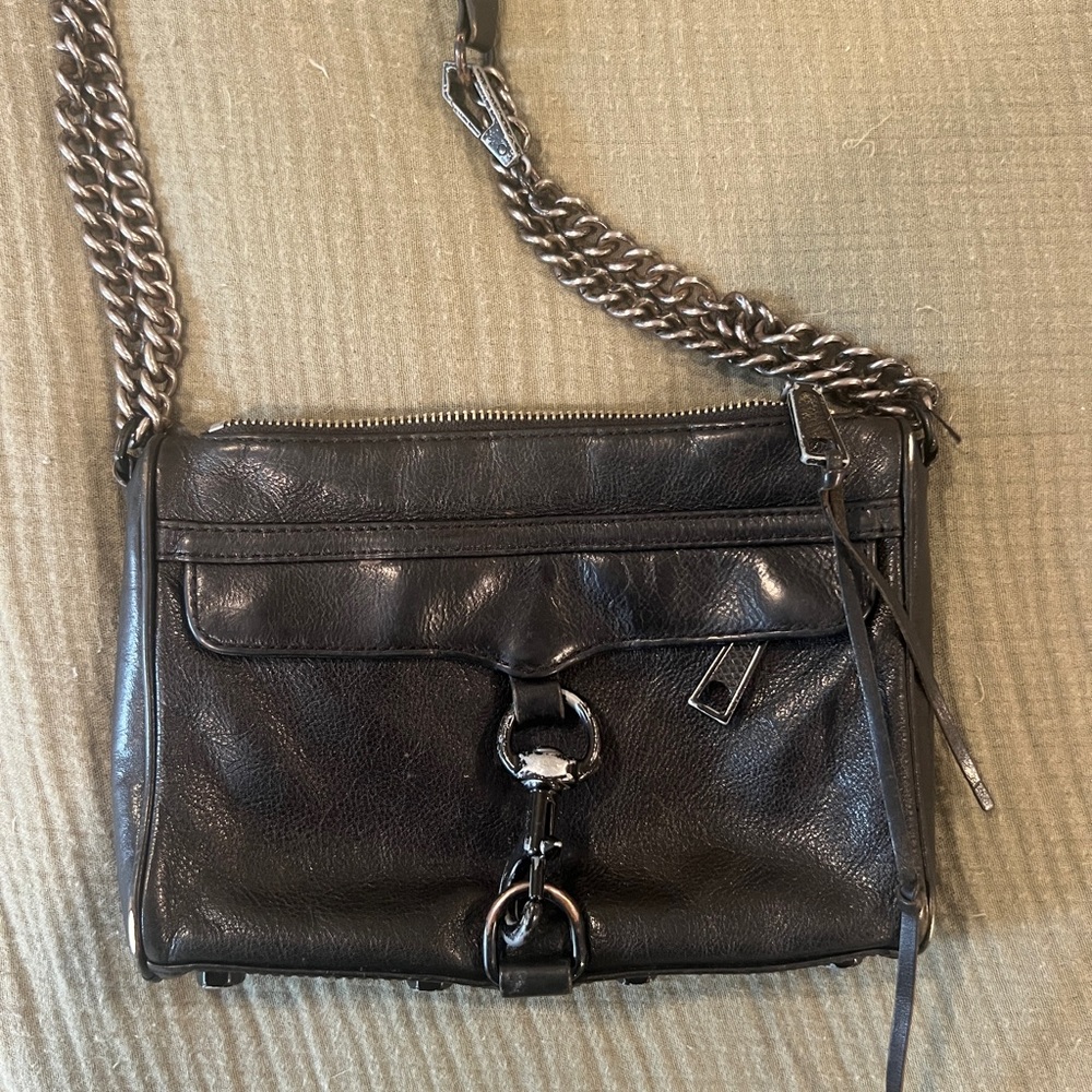 Black Rebecca minkoff mini Mac bag.